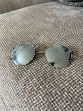 Ray-Ban Men’s Round Metal Sunglasses in Silver Mirror
